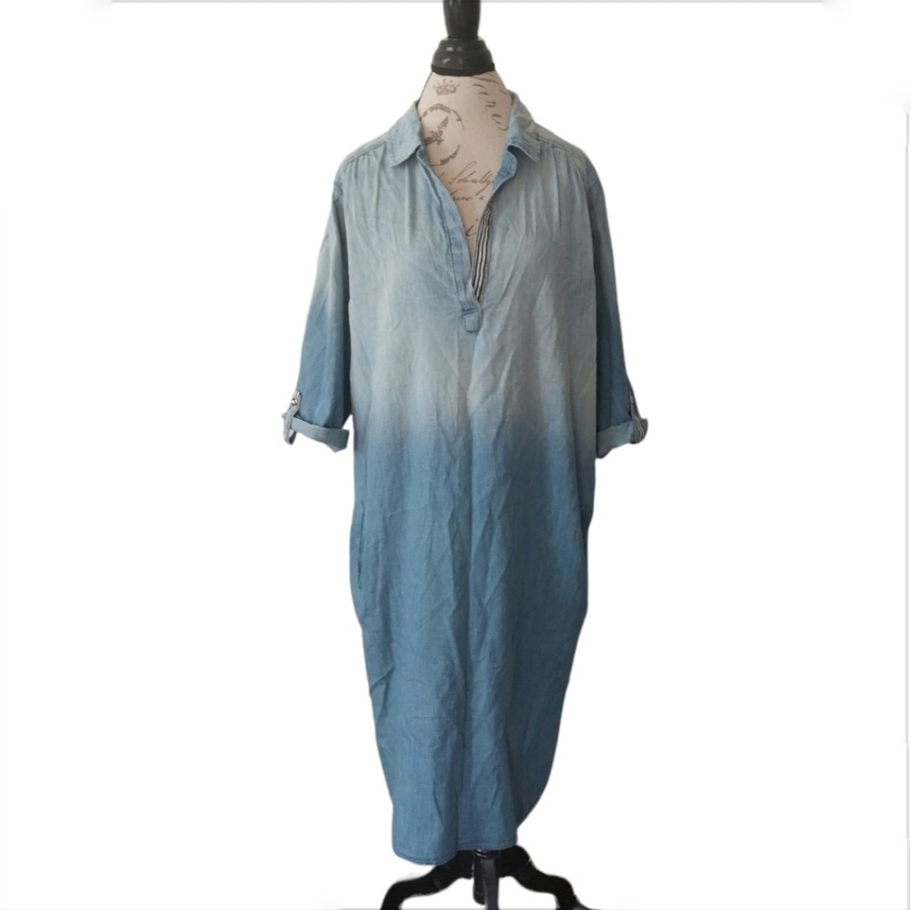 Avenue Blue Chambray Cotton Dress Women's 26/28 NWT